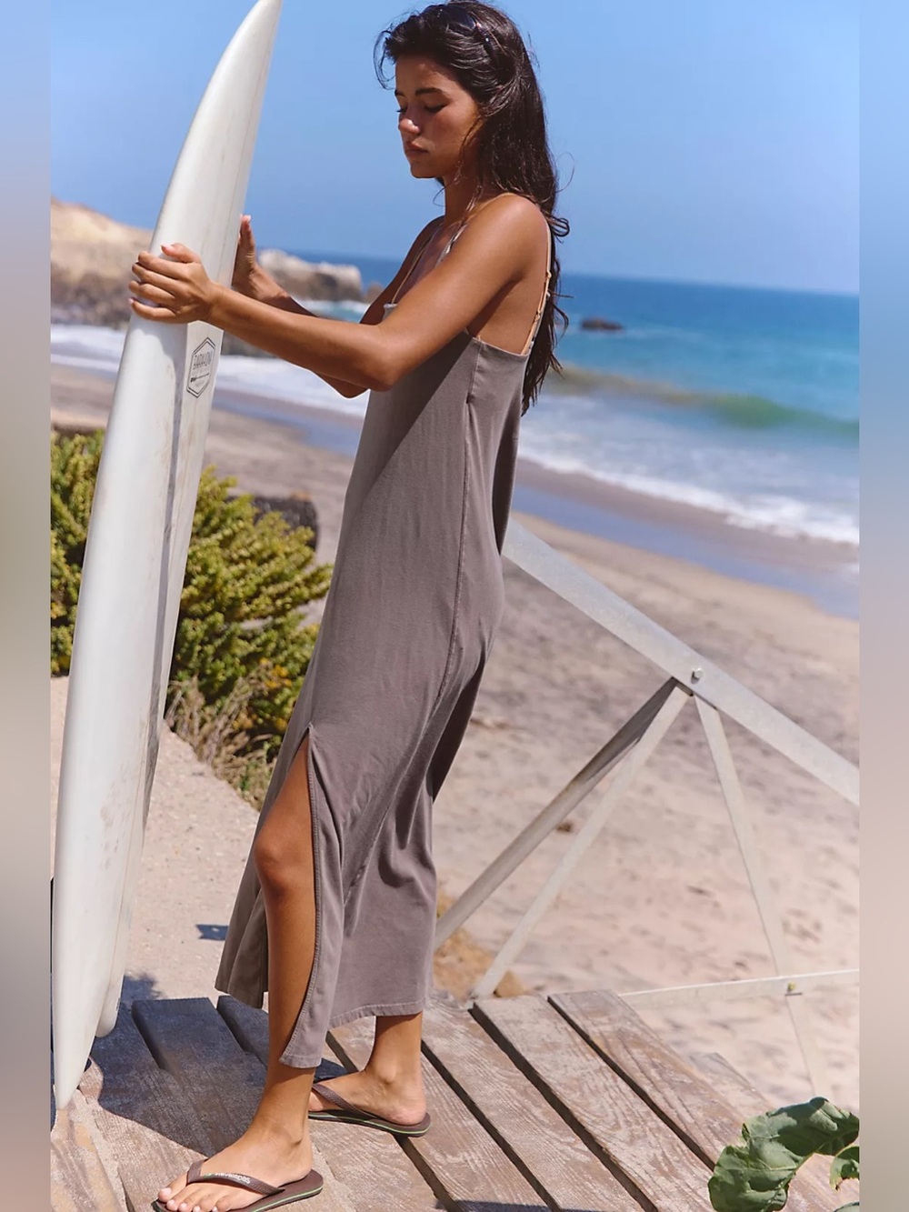 NWT FP Movement Hot Shot Strappy Brown Dress L